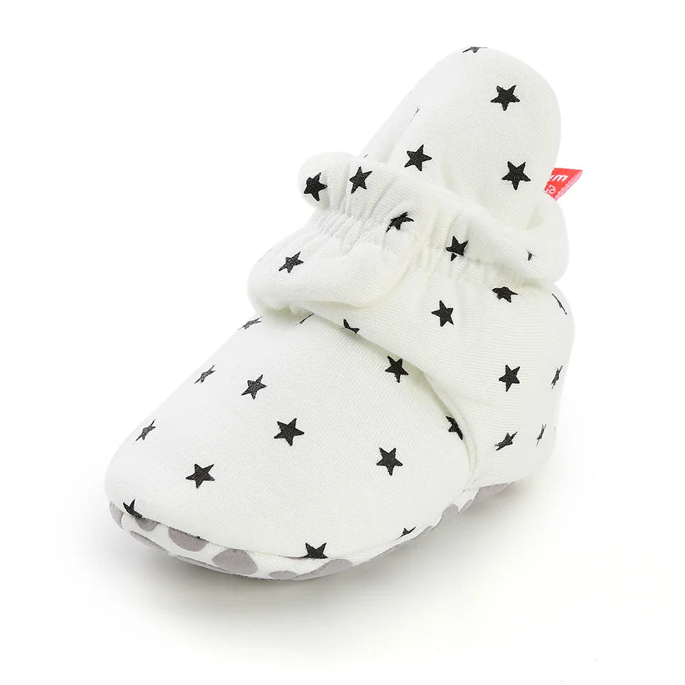 Newborn Baby Socks Shoes Boy Girl Star Toddler First Walkers Booties Cotton Comfort Soft Anti-slip Warm Infant Crib Shoes