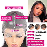 Wear Go Glueless Wig 150% Density Remy Human Hair Brazilian Straight Bob Wigs For Women T Part Lace Frontal On Sale Natural Hair