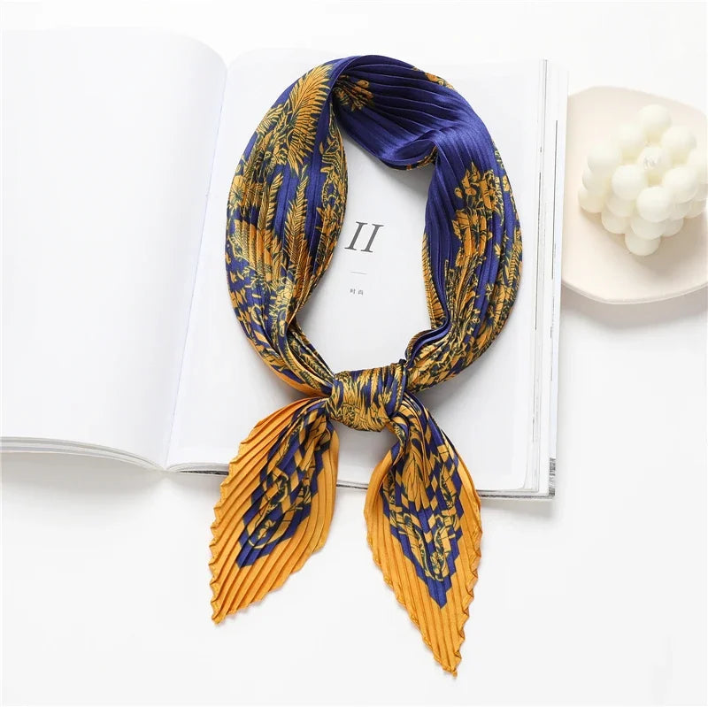 2023 Brand Crinkle Scarf Women Silk Satin Square Neck Tie Hand  Wirst Female Headscarves Bandana Shawl  Leopard Hair Foulard