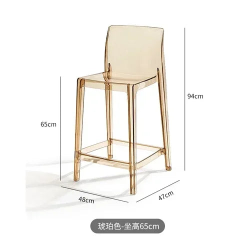 Nordic Acrylic Transparent Bar Chairs Modern Backrest Household Design Bar Chairs High Stools Muebles Household Items WZ50BC