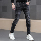 Man's Trousers Classic Distinctive Printed Black Stretch Denim Jeans for Men High Quality Slim Fit Stretch Hip Hop Denim Pants