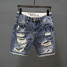 Men's Ripped Denim Shorts Fashionable Summer Slim Shorts Pants with Distressed Ripped Design Holes Korean Style Short Jeans Male