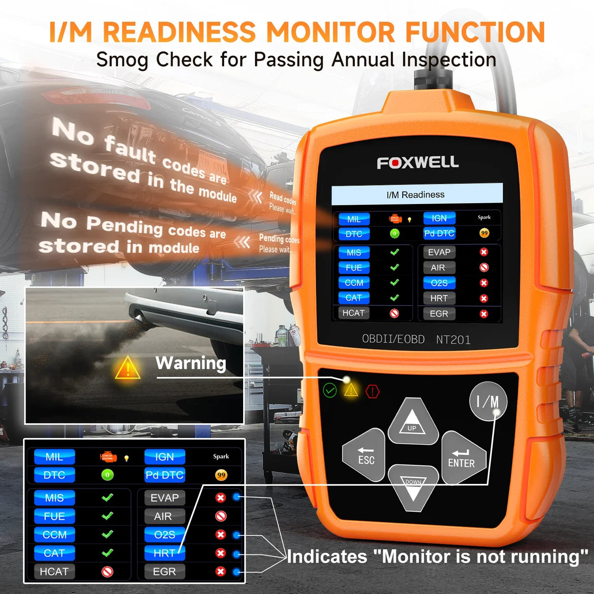 Foxwell NT201 OBD2 Automotive Scanner Check Engine Light Professional Car Code Reader OBD II Car Diagnostic Scan Tool PK ELM327