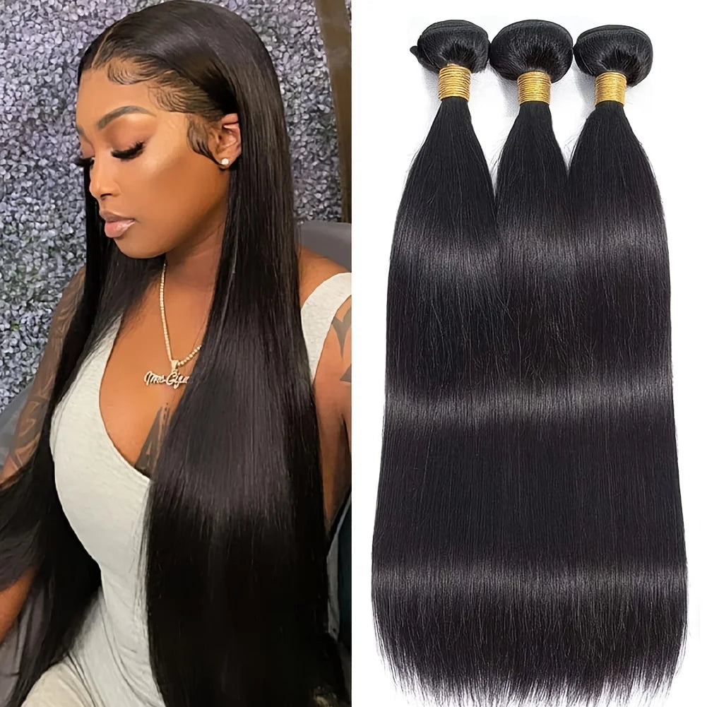 SPARK 12A Brazilian Straight Human Hair Extension 1B Natural Black Color 100% Human Hair Weave Bundles 8-30inch Remy Hair