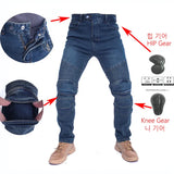 Men Jeans Collection Classic Denim UGB06 PK718 PK719 Zip Motorcycle Pants  Pantalones Motocicleta Hombre Featherbed Jeans Gears