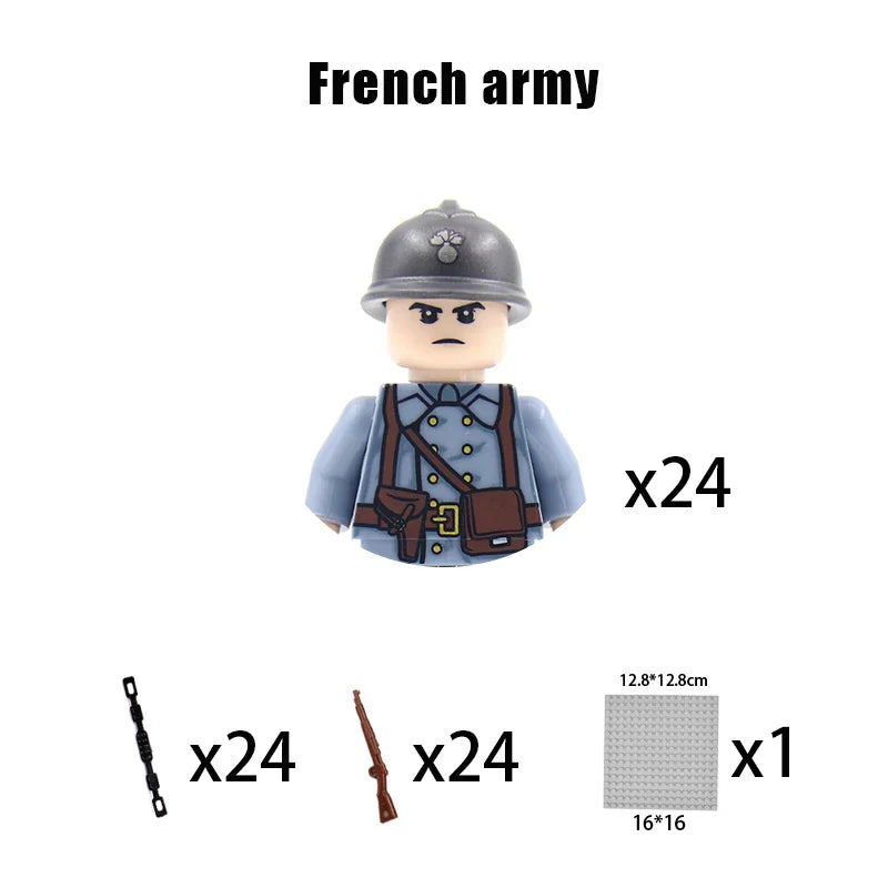 New WW2 Military Building Block Germany US British French Soviet Italian Action Figure Soldier Army Weapon Bricks Kids War Toys