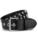 Women Men Waist Belt Punk Bullets Rivet Studded Imitation Leather Belt Hip Hop Rivet Belt for Jeans Black