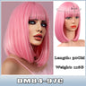 AS  Cosplay Wig With Bangs Synthetic Straight Hair 24 Inch Long Heat-Resistant Pink Wig For Women