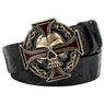 Skull Leather Belt Embossed Pattern Cowskin Fashion Buckle for Men