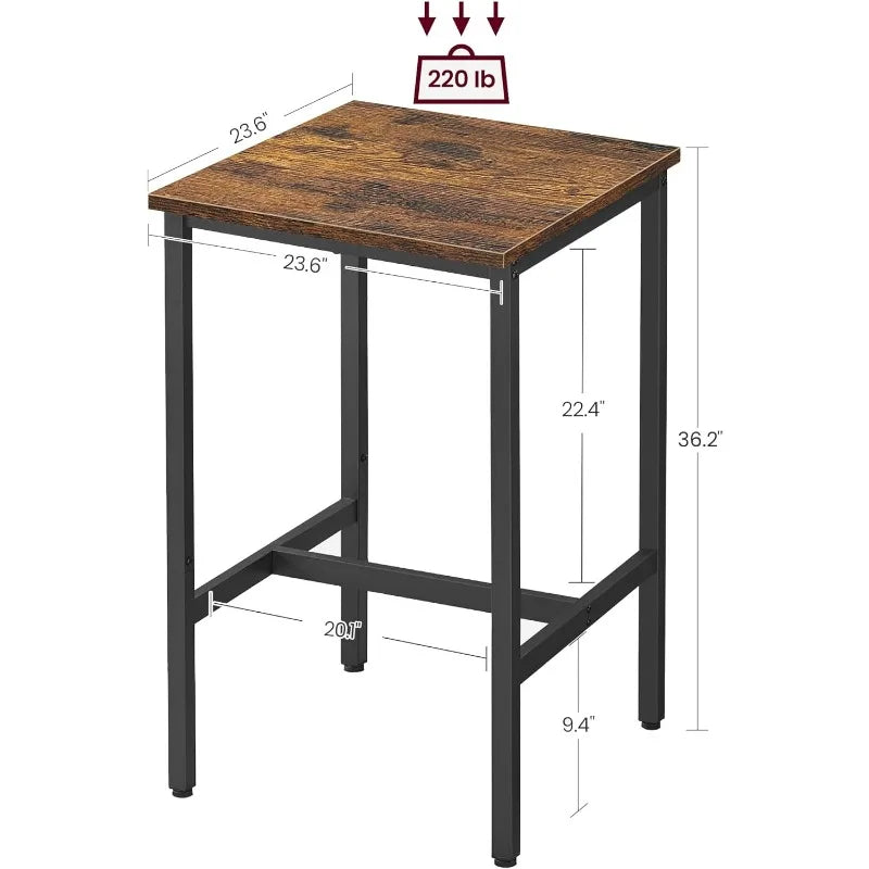 VASAGLE Bar Table, Small Kitchen Dining  High Top Pub  Height Cocktail Table for Living Room Party, Sturdy Metal