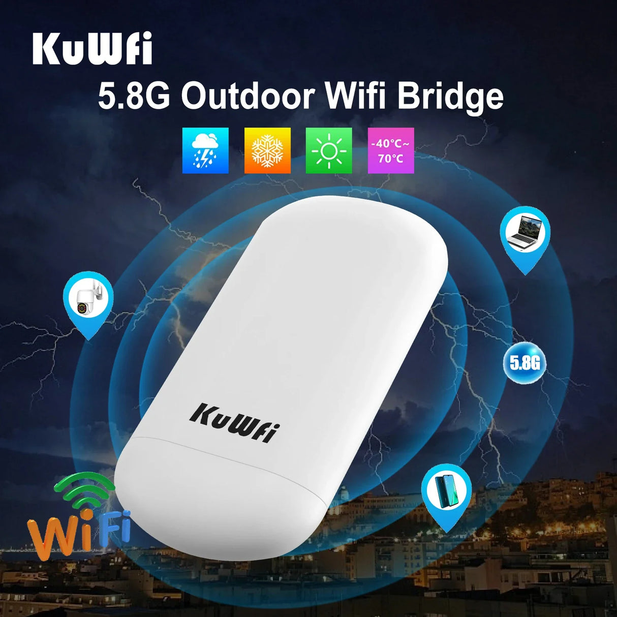 KuWFi Outdoor Wifi Bridge Router 450Mbps Long Range 2KM Wireless Router CPE Access Point 5.8G Wireless Bridge Wireless Repeater