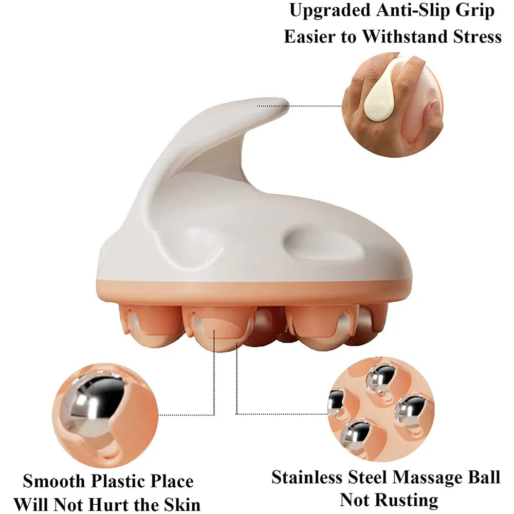 Hand Held Massager for Muscle Back Neck Foot Leg Pain Relief,Palm Shaped Massage Full Body Massage Tool with Roller Ball Massage