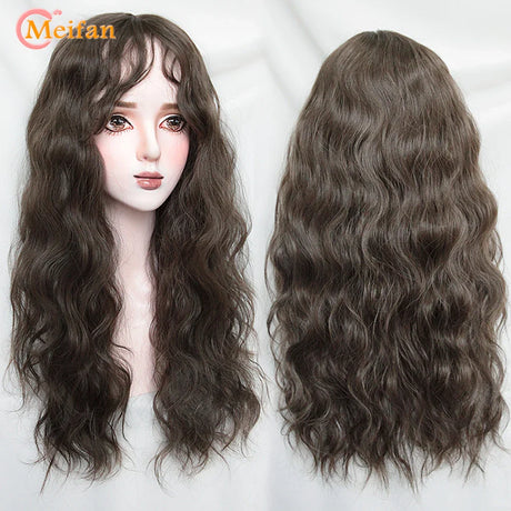 MEIFAN Synthetic Long Straight Lolita Wig with Bangs Wig Girl Cute Mixed Black Red Blonde Cosplay Party Halloween Harajuku Wig