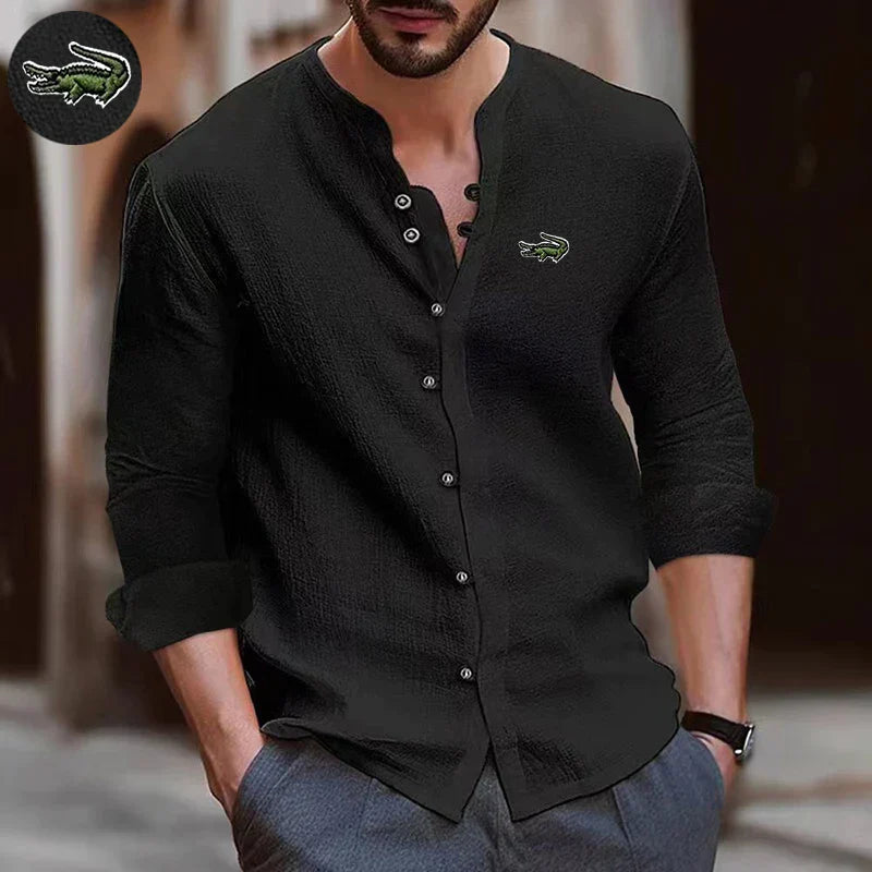 High Quality Men's Spring/Summer New Long Sleeved Cotton Linen Shirt Business Casual Loose Fitting T-Shirt Shirt Top S-2XL