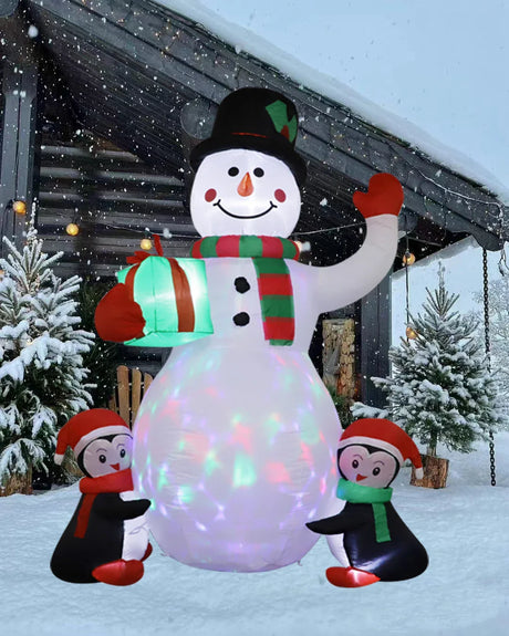 Christmas Inflatable Decoration Toy Snowman Built-in LED Lights Giant Inflatable Model Indoor Outdoor Ornament Party Garden Deco