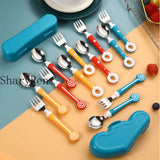 Baby Gadgets Lollipop Baby Spoon Fork Children Utensil Stainless Steel Toddler Dinnerware Cutlery Infant Feeding Tableware Set