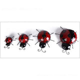 3D Metal Ladybugs Wall Mounted Decor Garden Creative Cute Insect Sculptures Outdoor Patio Lawn Fence Statues Decoration Supplies