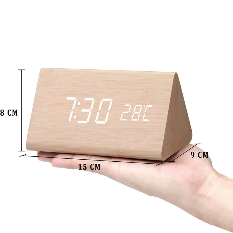 Modern Wooden Led Smart Alarm Clocks For Bedrooms Bedside Table Square Voice Control Desktop Digital Clock For Room