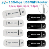 1-10 Pcs 4G LTE Wireless Router USB Dongle 150Mbps Modem Stick Mobile WIFI Broadband Sim Card Wireless WiFi Hotspot Adapter Home