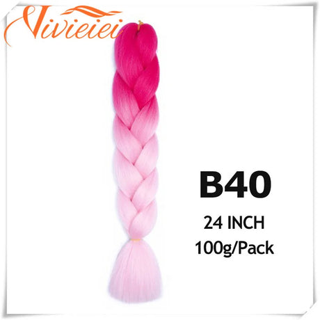 6 Pcs 24” Synthetic Braiding Hair Pink Jumbo Braids Hairstyles Purple Blue Blonde Ombre Hair Extensions For Women 100G/Pack