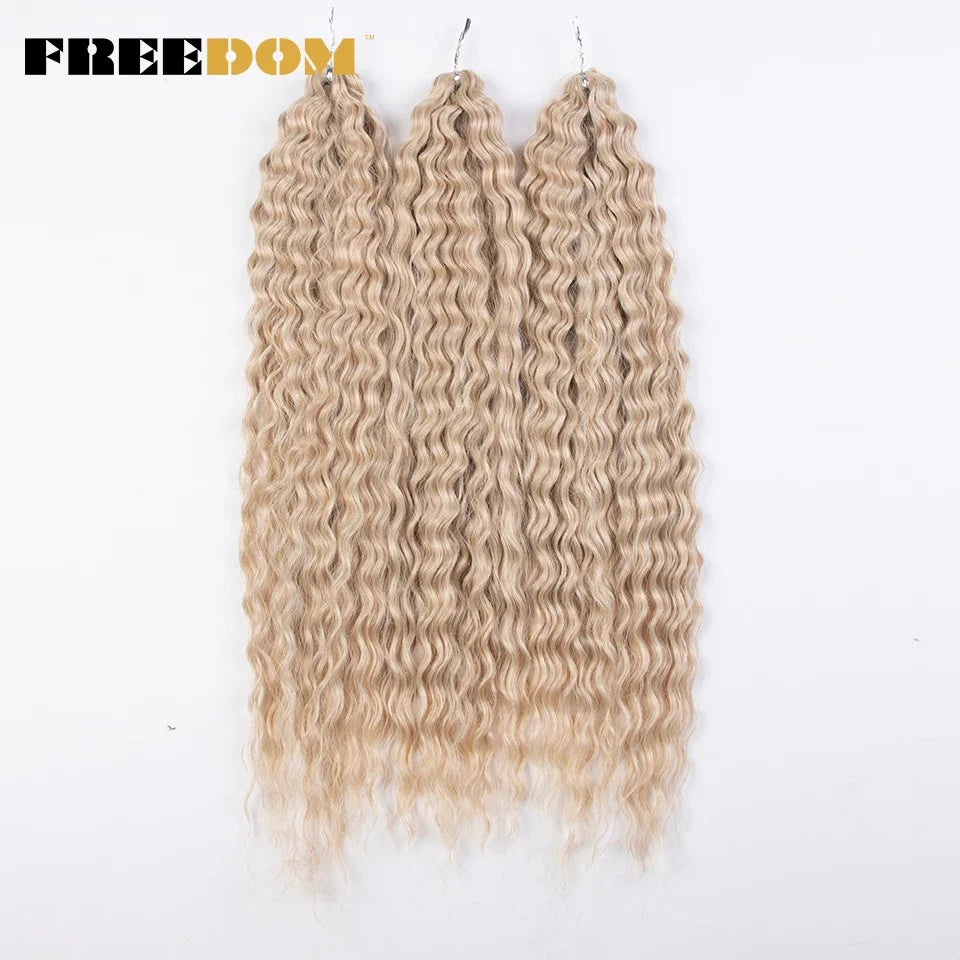 FREEDOM Synthetic Twist Crochet Curly Hair Ariel Water Wave Braid Hair Ombre Blonde Brown Green Blue Braiding Hair Extension