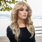 Ombre Blonde Lace Front Women Wigs 6X4X0.5 T Part Lace Curly Wigs with 150% Density Middle Part Synthetic Hair for Womens Lady L