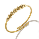 Classic Stainless Steel Open Cuff Bangles Adjustable Ball Chain Metal Wheat Ear Bracelet For Women Girl Waterproof Jewelry Gift