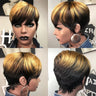 WIGERA  Highlight Synthetic Pixie Cut  Wigs  Short  Hairstyles Wigs Short Hair Blond  With Bangs For Women