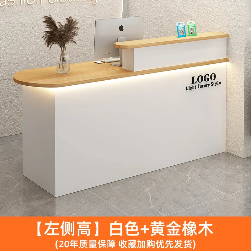 White Stylish Reception Desks Corner Light Bar Office Checkout Reception Desks Beauty Salon Mostrador Commercial Furniture