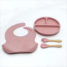 Children's silicone tableware sets baby complementary bowl baby eating fork and spoon set suction anti-fall