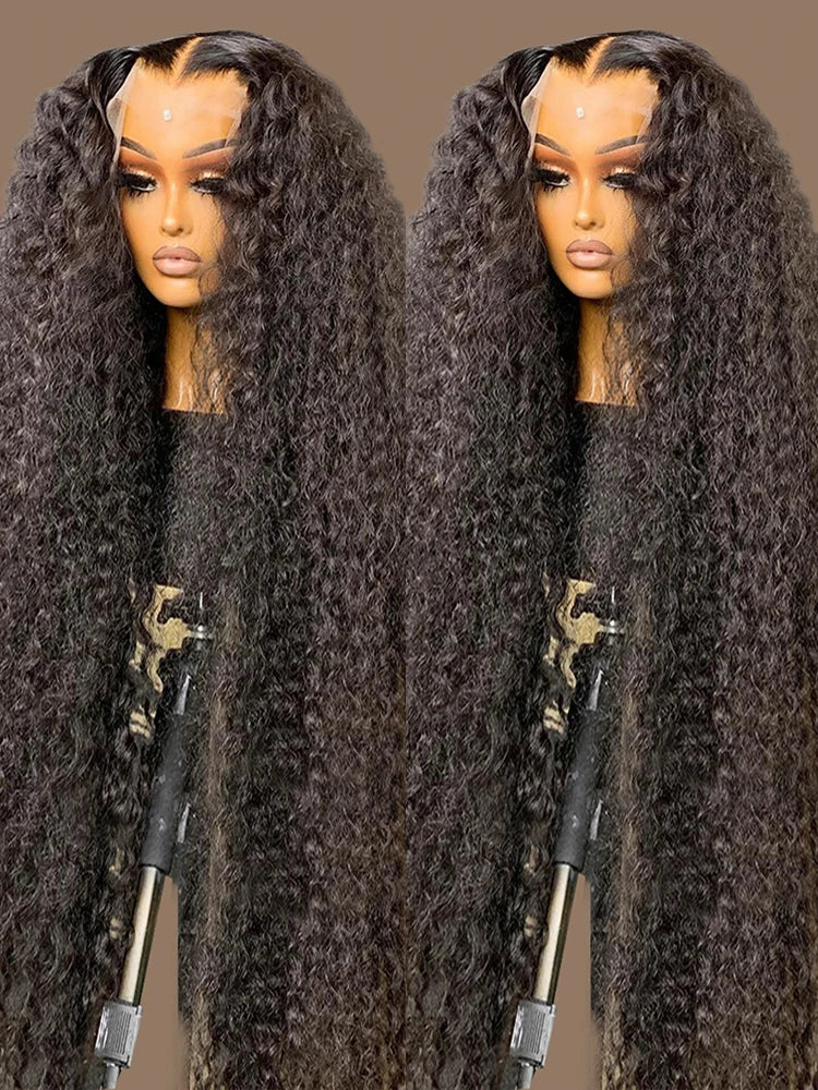 40 50 Inch Deep Wave Frontal Wig Transparent 13x4 13x6 HD Lace Front Human Hair Wig Curly Human Hair Lace Frontal Wigs For Women