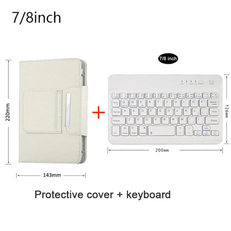 Universal Wireless Bluetooth Keyboard with Leather Case Stand Cover for iPad 7 8 Inch 9 10 Inch Tablet for iOS Android Windows