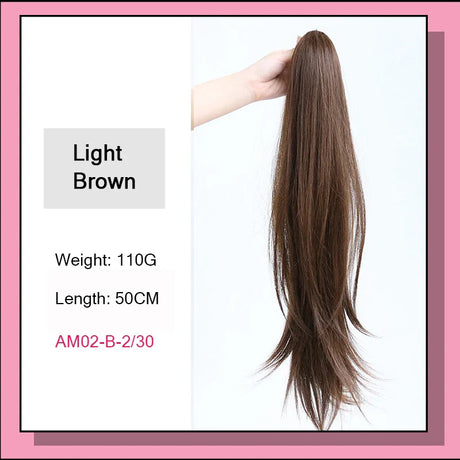 AS Long Wavy Straight Claw Clip On Ponytail Hair Extension Synthetic Ponytail Extension Hair For Women Pony Tail Hair Hairpiece