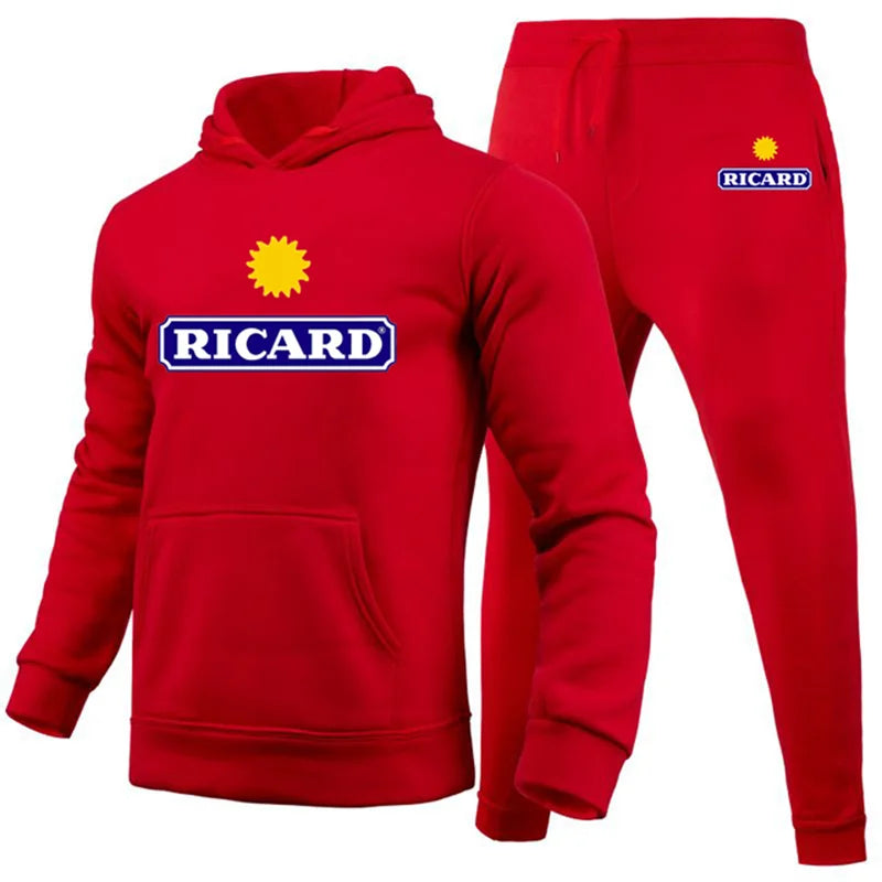 Ricard Men's Sweatshirt +Pants 2 Piece Set Casual Sportswear Hoodies Wear Autumn And Winter New Sportswear Suit Hot