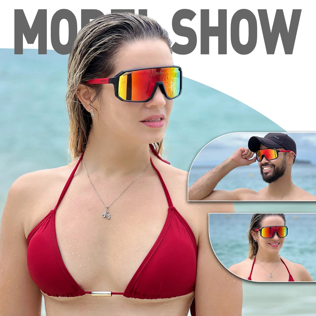 SCVCN-Sunglasses for Men Sport Cycling Glasses Bike Mountain Bicycle Hiking Camping Golf UV400 Protection Glasses Women Baseball