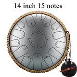 Hluru Glucophone Steel Tongue Drum 14 Inch 15 Notes Tone Key C Ethereal Drum 13 Inch Handpan Percussion Musical Instrument