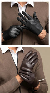 2Pcs Luxury Mens Genuine Leather Gloves Sheepskin Driving Gloves Male Mittens for Riding Motorcycle 가죽장갑 перчатки механикс