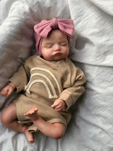 46CM Already Finished Painted Reborn Doll Rosalie Newborn Sleeping Doll Soft Hand-Drawing Hair 3D Skin Tone Visible Veins