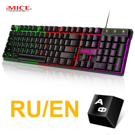 Gaming keyboard Gamer keyboard with backlight USB 104 Rubber keycaps RGB Wired Ergonomic Russian keyboard For PC laptop