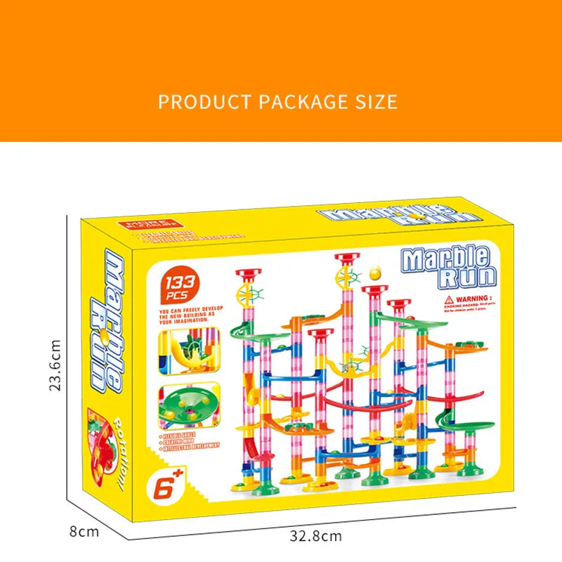 29-197pcs Set DIY Construction Marble Run Race Track Building Blocks Kids 3D Maze Ball Roll Toys Children Christmas Gift