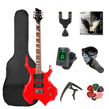 IRIN 24 Frets Electric Guitar Maple Neck Flame Electric Guitar Set with Case Accessories Professional Guitar for Performance