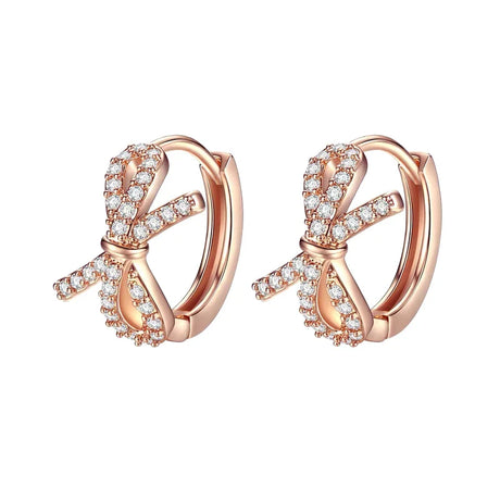 Rose Gold Hoop Earrings For Women 925 Silver Original Pave CZ Heart Ciecle Star Moon U Shape Earrings Luxury Wedding Jewelry