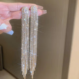 Fashion Statement Earring Long Full Rhinestone Big Earrings For Women Euorpe Evening Party Crystal Tassel Earings Wholesale