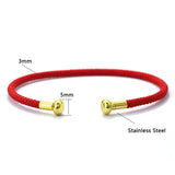 New Fashion Minimalist Stainless Steel Open Bangle Bracelet Unisex 3mm Lucky Red Thread Braclet Valentine Day Gift Accessories