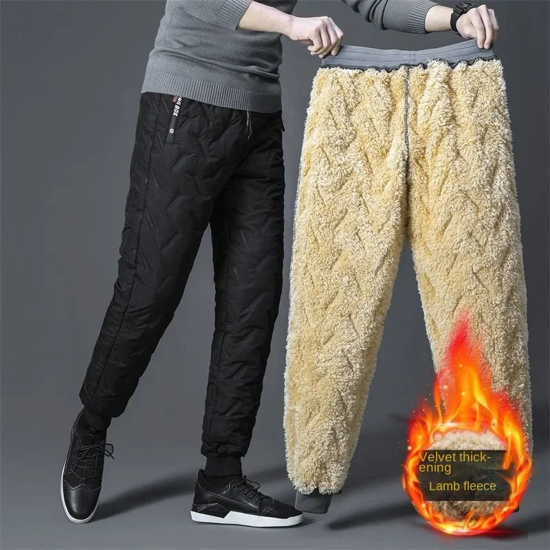 2023 Winter Lambswool Warm Pants Thicken Men Loose Jogger Fleece Pants Casual Long Track Windproof Waterproof Thermal Trousers