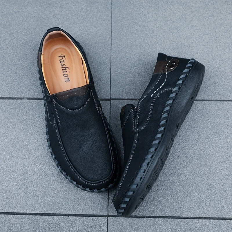 Genuine Leather Men Casual Shoes Luxury Brand 2024 Mens Loafers Moccasins Breathable Slip on Black Driving Shoes Plus Size 37-47