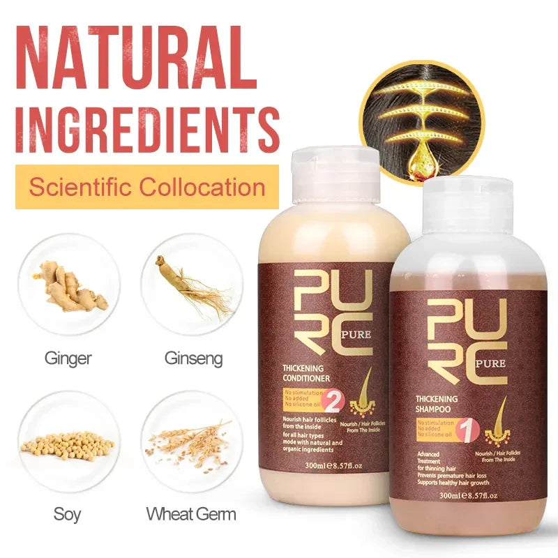 PURC 300ML Ginger Shampoo Set Anti Hair Loss Fast Regrowth Repair Damaged Smoothing Treatment Shampoo Conditioner Hair Care