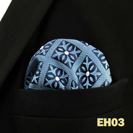 Blue Floral Paisley Mens Pocket Square Classic Silk Purple Hanky Business Fashion Handkerchief Wedding