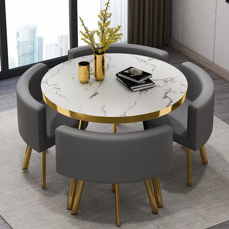 Luxury Reception Negotiation Table and 4 Chairs Round Table Office Conference Shop Visitor Desk Home Dining Tables Kitchen Mesa