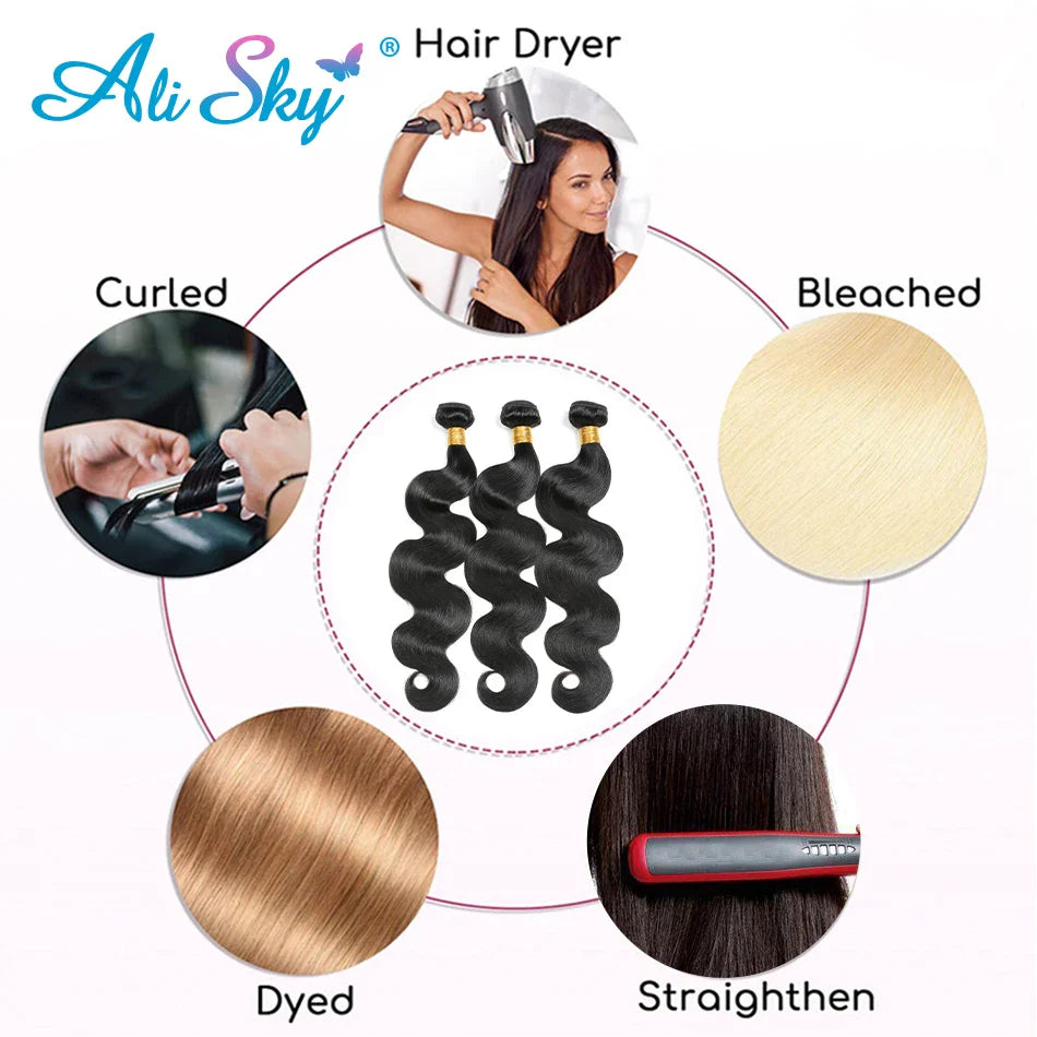 Body Wave Human Hair 3 Bundles With 4x4 5x5 Transparent Lace Closure 100% Human Hair 13x4 Frontal With Bundles tissage bresilien